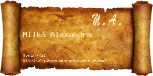 Milkó Alexandra névjegykártya